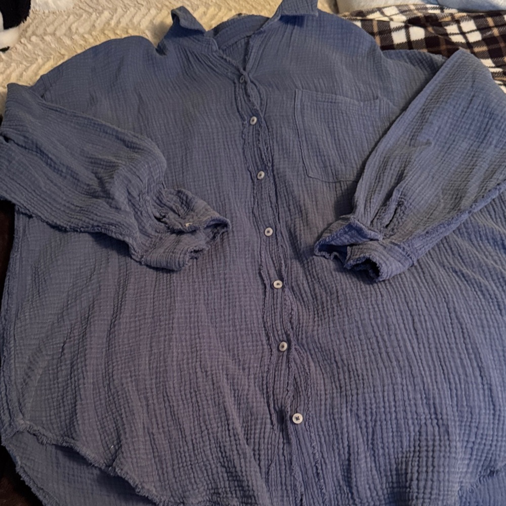 Aerie Blue Button-Up Shirt